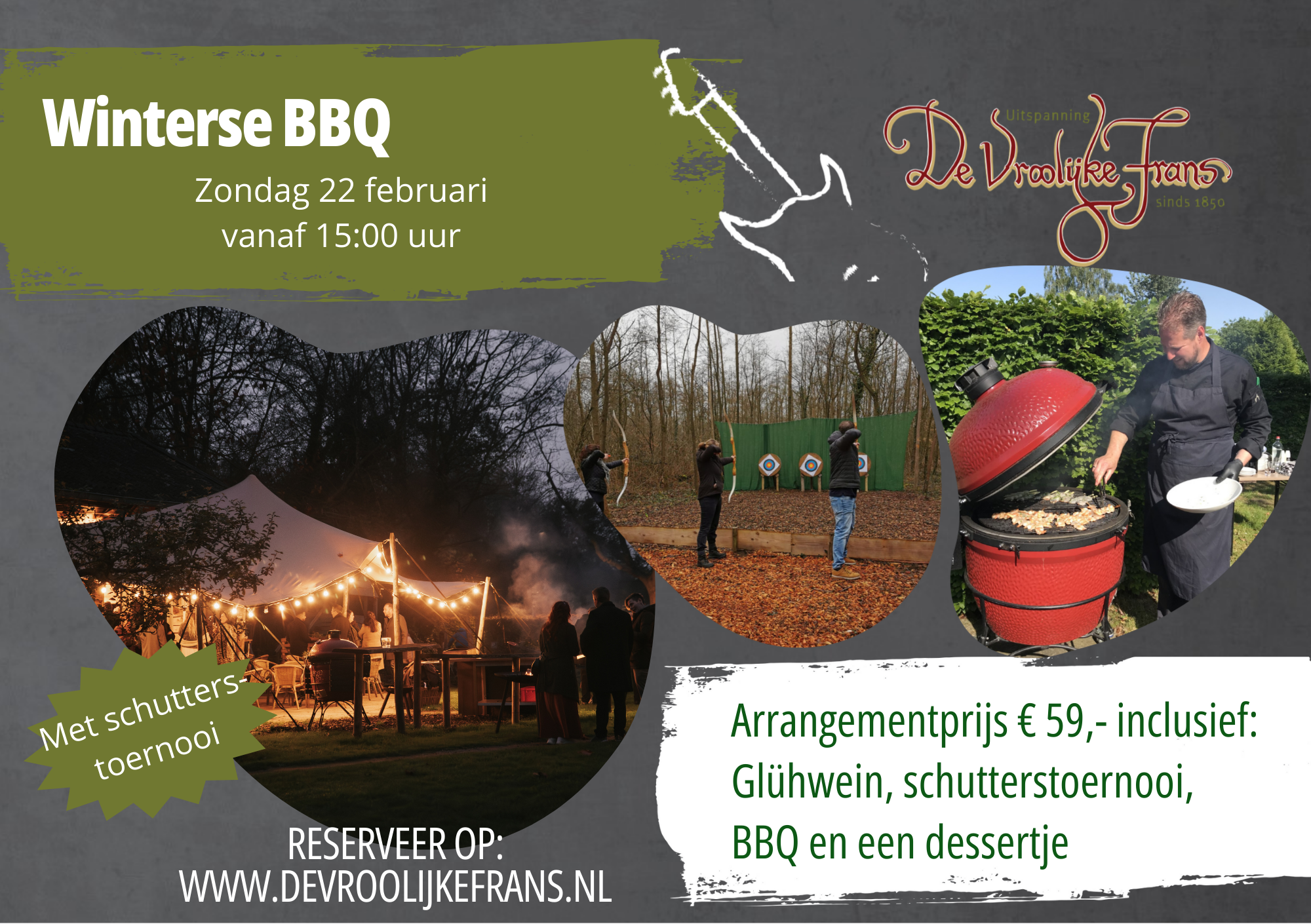 bbq, sfeervolle tent en boogschieten